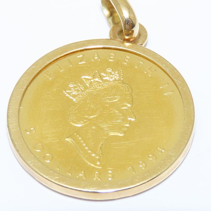 メイプル リーフ コイン ペンダント トップ K24 K18 1/10oz エリザベス