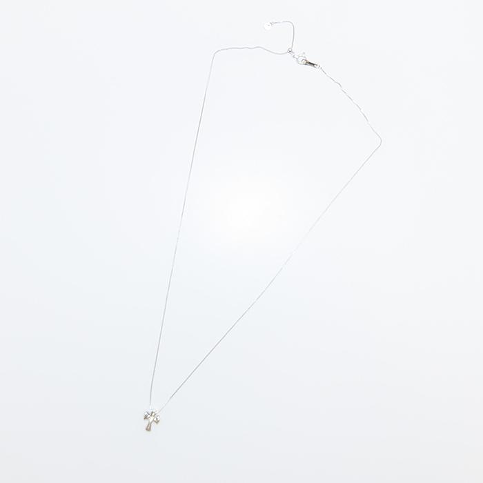 クロス モチーフ ダイヤモンド ネックレス K18 WG 45cm 2.58g 750 