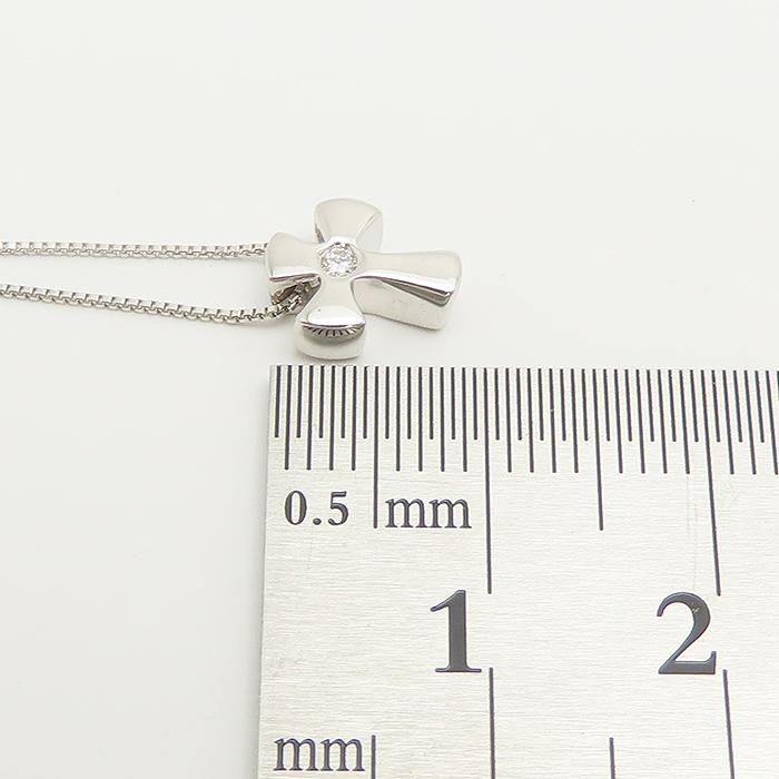 クロス モチーフ ダイヤモンド ネックレス K18 WG 45cm 2.58g 750 