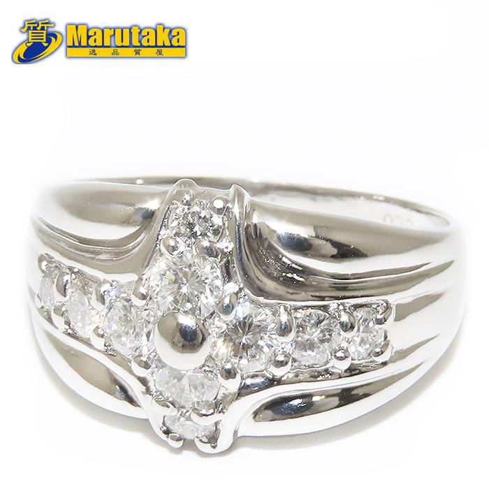 クロス モチーフ ダイヤモンド リング 15号 Pt900 鑑別書 0.73ct 6.7g 