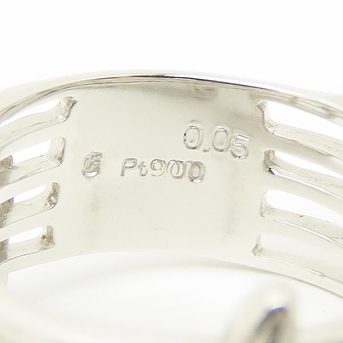 音符柄 プラチナ リング ダイヤモンド 0.05ct 9.5号 6.9g 五線譜 ト音 