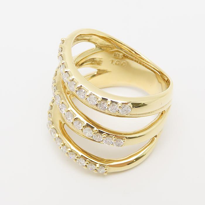 ダイヤモンド リング K18 12.5号 鑑別書 1.00ct 15.3g 3連 Au YG 750