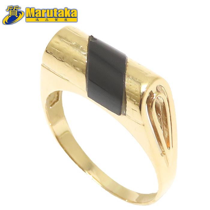 オニキス イエローゴールド リング 14.5号 3.4g 18金 K18 ブラック
