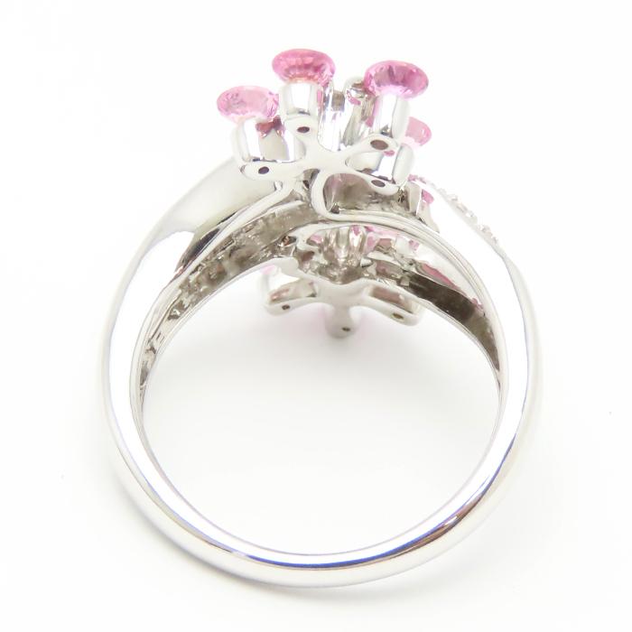 送料無料 K18WG ピンクサファイア 1.35ct ダイヤモンド 0.30ct リング