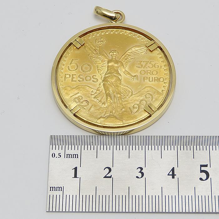 メキシコ 50ペソ コイン ペンダントトップ K21.6 K18 1929年