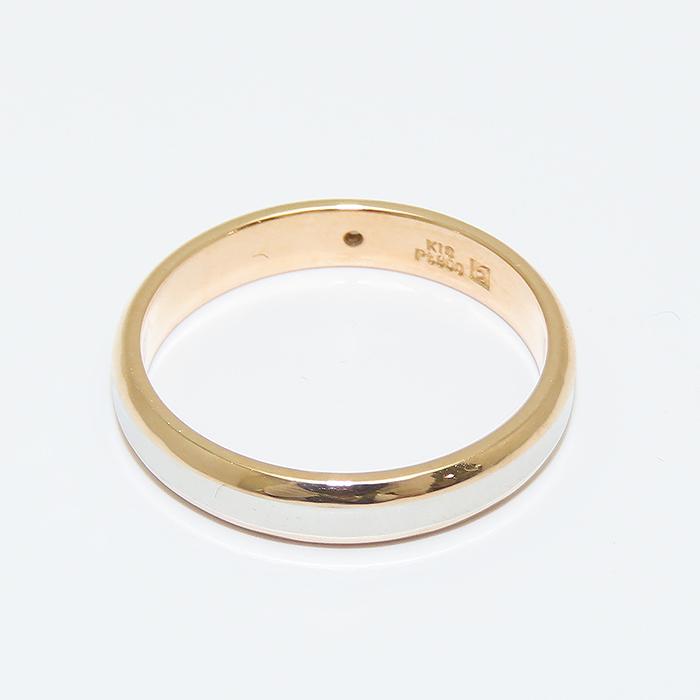 ダイヤモンド リング K18 PG Pt900 12号 コンビ プラチナ 指輪 逸品