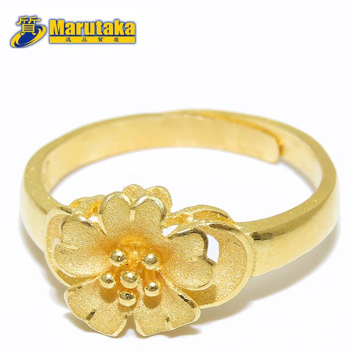 純金 花型 リング K24 3.9g フリーサイズ ゴクラク フラワー 9999 YG