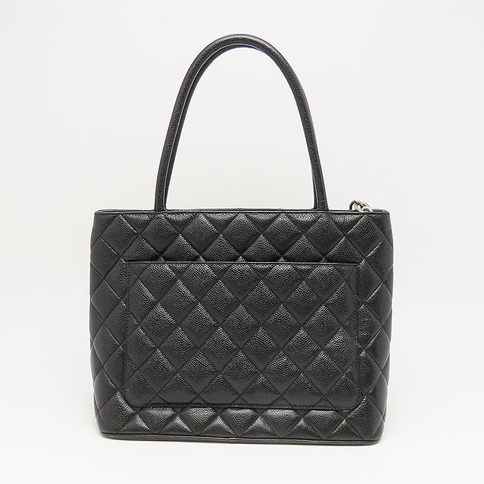 美品 CHANEL【復刻トート】シルバー金具 CHANEL（シャネル） 復刻トート シルバー金具 キャビアスキン ブラック