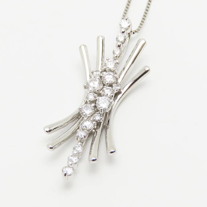 Pt850 Pt900 ダイヤモンド 0.67ct ネックレス 45cm 7.3g アジャスター 