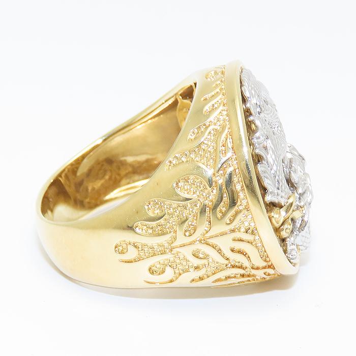 ドラゴン モチーフ コンビ ダイヤモンド リング K18 Pt950 750 YG