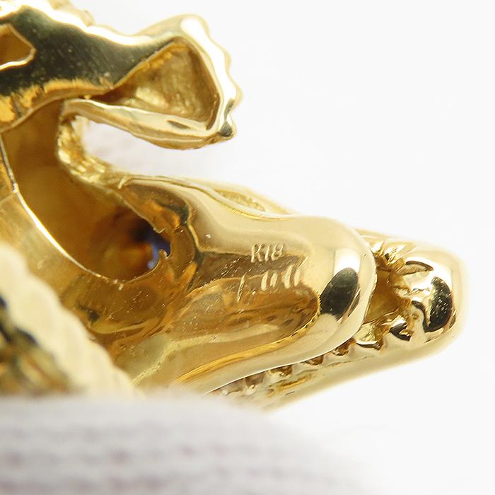 送料無料 クロコダイル モチーフ サファイア イエローゴールド