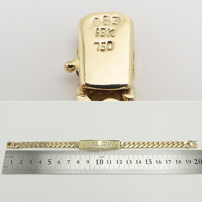 ダイヤモンド イエローゴールド 喜平 ブレスレット 750 K18 YG D0.83ct 