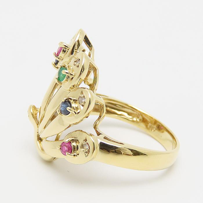 クジャク モチーフ ダイヤ ルビー サファイア エメラルド イエロー