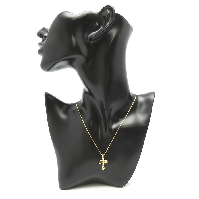 K18 41cm ネックレス ペンダントトップ クロス2連 ダイヤモンド 0.30ct 