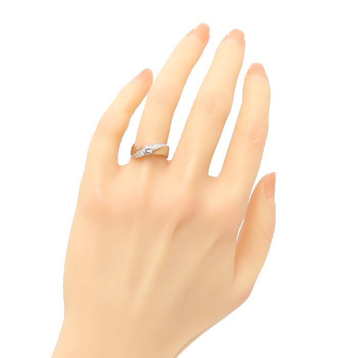 Pt900 オクタゴンカット ダイヤモンド 0.277ct リング メレダイヤ