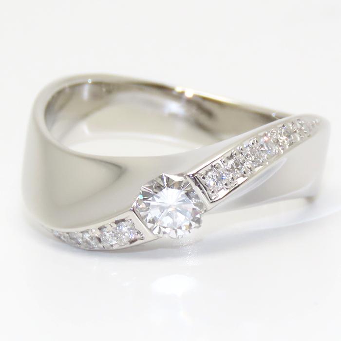 Pt900 オクタゴンカット ダイヤモンド 0.277ct リング メレダイヤ