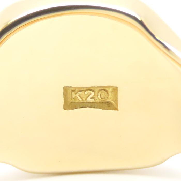 K20 角印台 柄入 リング 18.5号 9.7g 20金 イエローゴールド 指輪