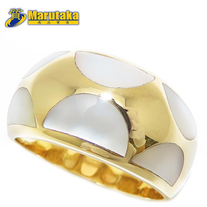 ホワイト シェル リング K18 12号 ソーティング付 6.6g 750 YG 貝殻