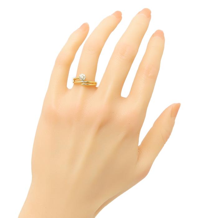 イエローゴールド ダイヤモンド 0.16ct リング 12号 3.4g 18K 18金 