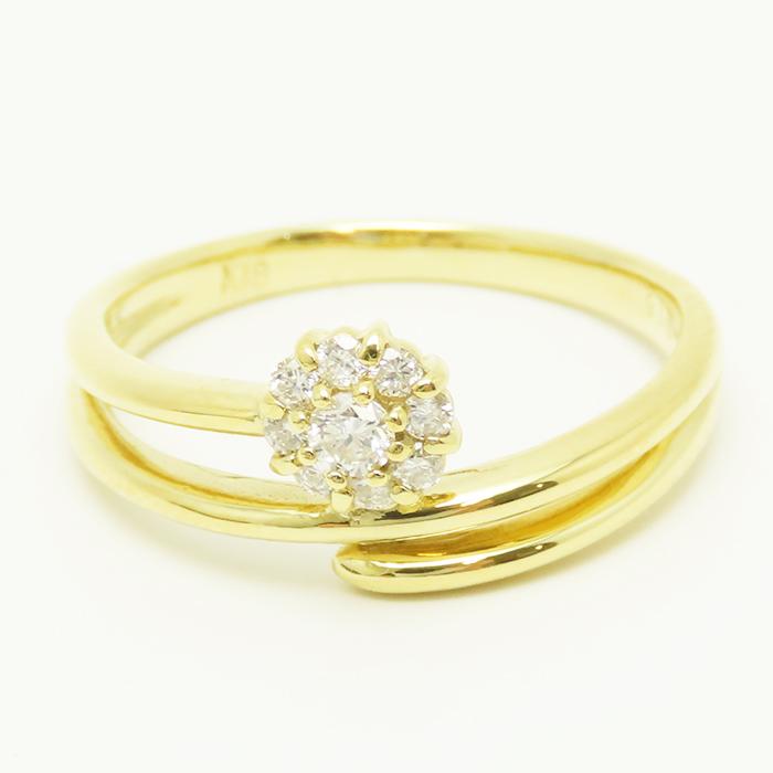 イエローゴールド ダイヤモンド 0.16ct リング 12号 3.4g 18K 18金 