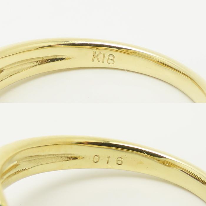 イエローゴールド ダイヤモンド 0.16ct リング 12号 3.4g 18K 18金 