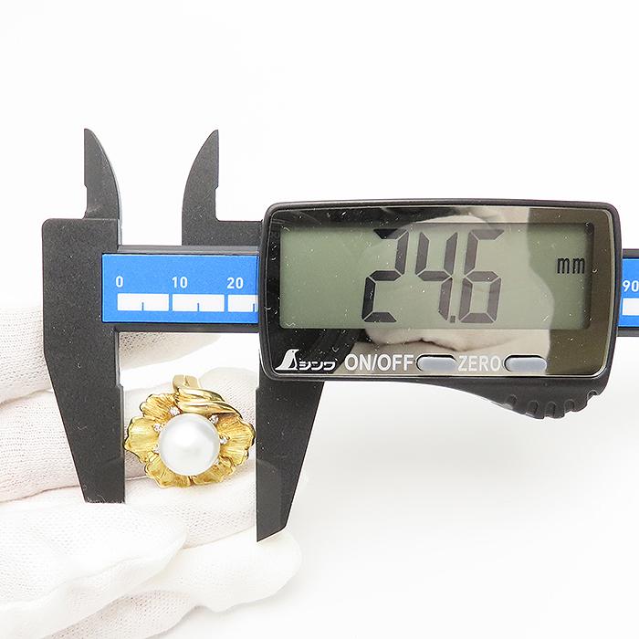 パール ダイヤモンド リング 11号 K18 11.2mm 0.10ct 11.5g 花型