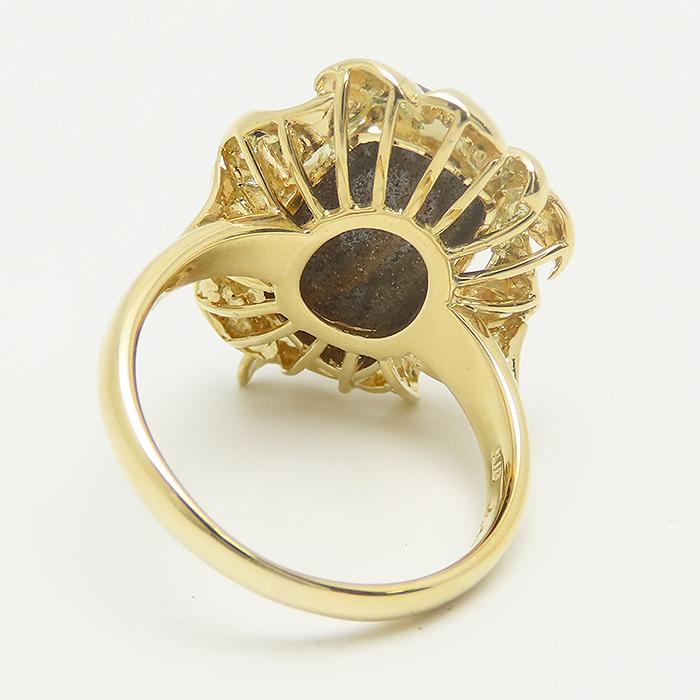ボルダーオパール ダイヤ リング 12号 鑑別書 K18 750 YG イエロー 
