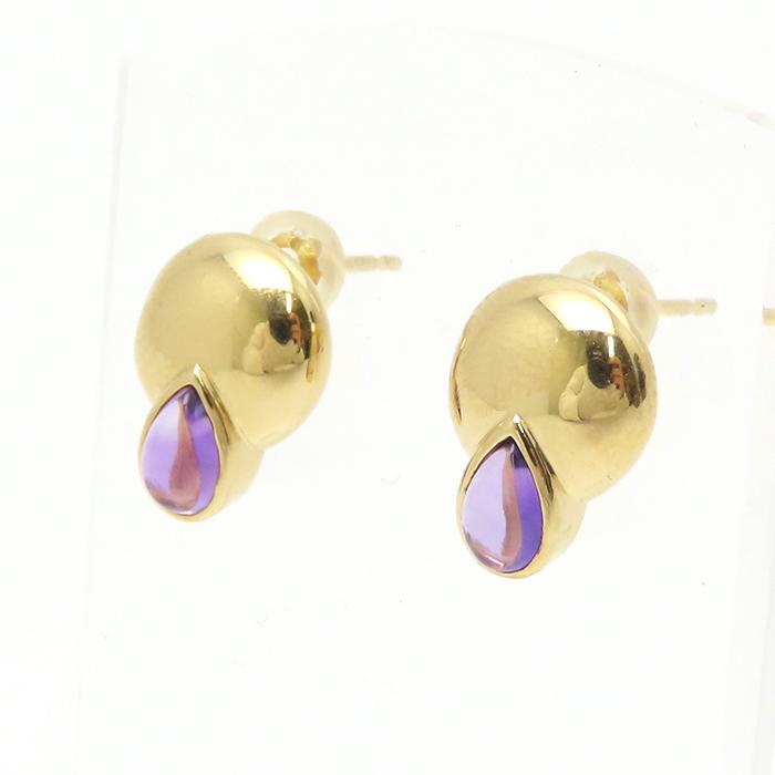 K18 アメジスト入り ピアス 3.2g 両耳 18金 イエローゴールド 逸品質屋