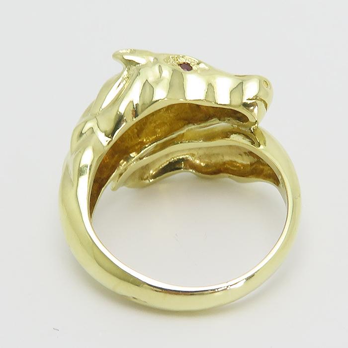 送料無料 ホースモチーフ ルビー ダイヤ リング 11号 鑑別書 K18 馬