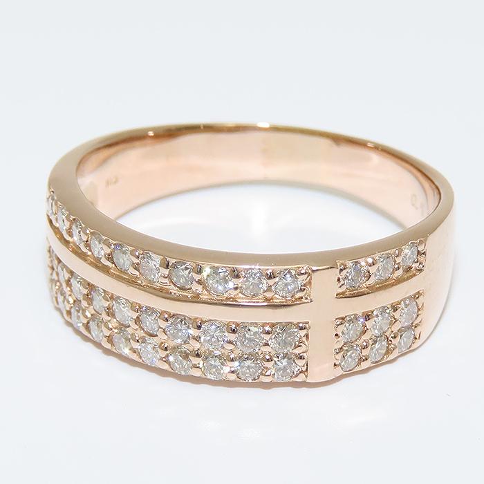 クロスモチーフ ダイヤモンド リング K18 PG 16号 0.54ct 750 鑑別書 十字 幅広 逸品質屋 丸高 尼崎市 ピンクゴールド Au_2