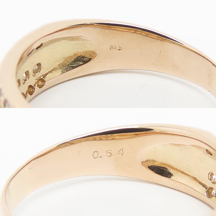 クロスモチーフ ダイヤモンド リング K18 PG 16号 0.54ct 750 鑑別書 十字 幅広 逸品質屋 丸高 尼崎市 ピンクゴールド Au_4