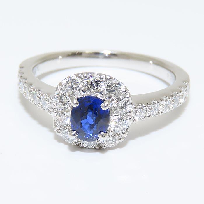 サファイア ダイヤモンド リング Pt950 鑑別書 0.54ct 0.63ct 5.07g