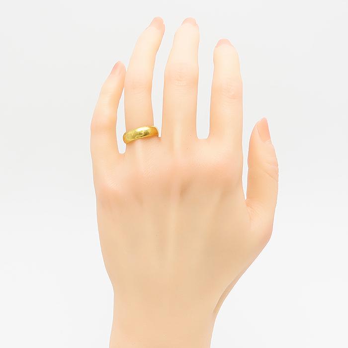 送料無料 純金 甲丸リング 14号 K24 99.99 7.5g 無地 イエロー