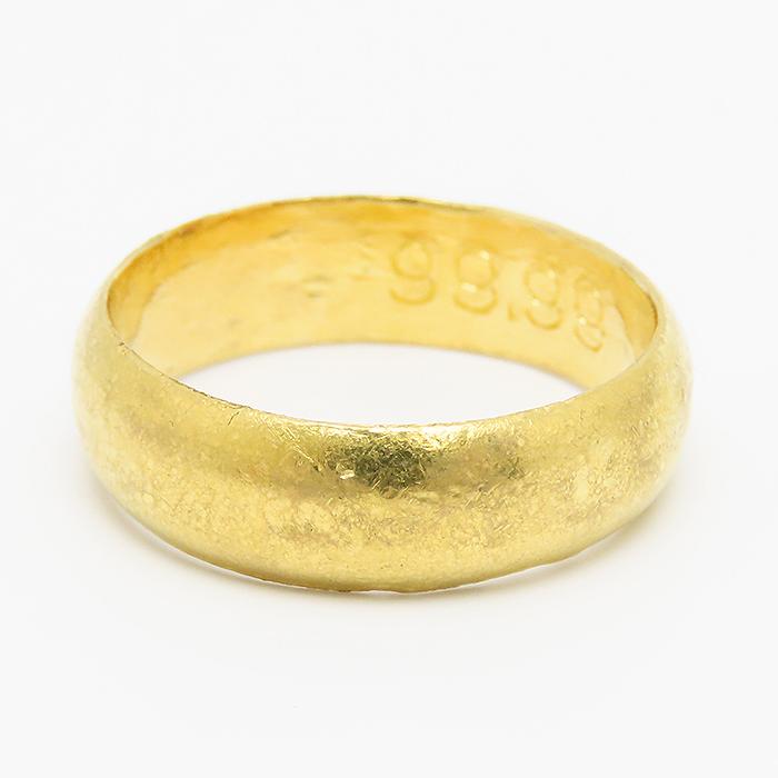 送料無料 純金 甲丸リング 14号 K24 99.99 7.5g 無地 イエロー