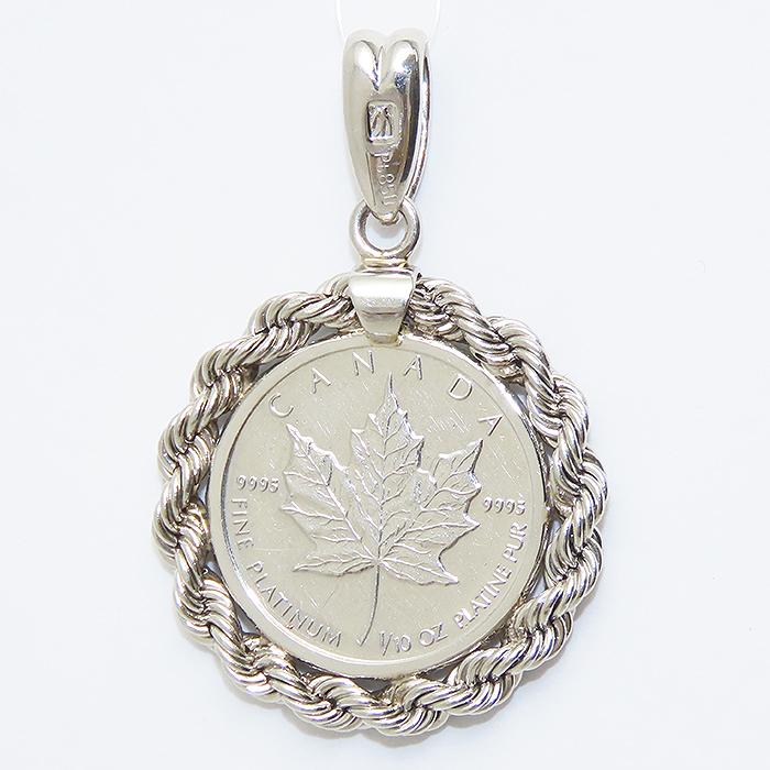 メイプルリーフ コイン ペンダント トップ Pt1000 Pt850 1/10oz 6.5g 5