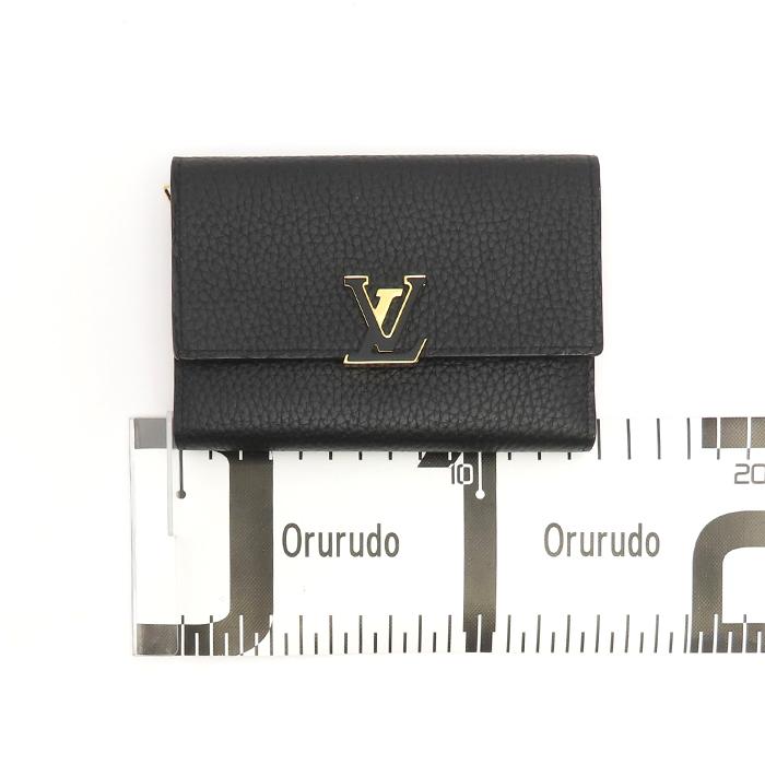 M62157折り財布ブラック名刺入れコンパクト ＩＣチップ LOUIS VUITTON ルイ・ヴィトン ポルトフォイユ カプシーヌ