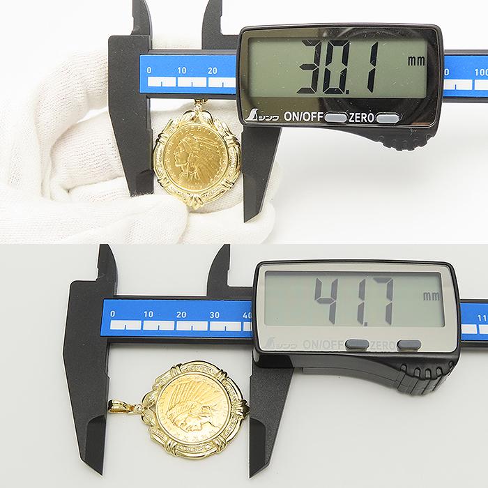 インディアンコイン ダイヤモンド ペンダント トップ K21.6 K18 YG