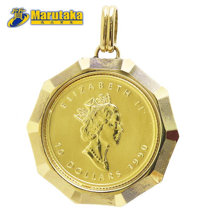 メープルリーフペンダントトップ 純金コイン ペンダントトップ 「カナダ メイプルリーフ」 1/10oz 約3.1