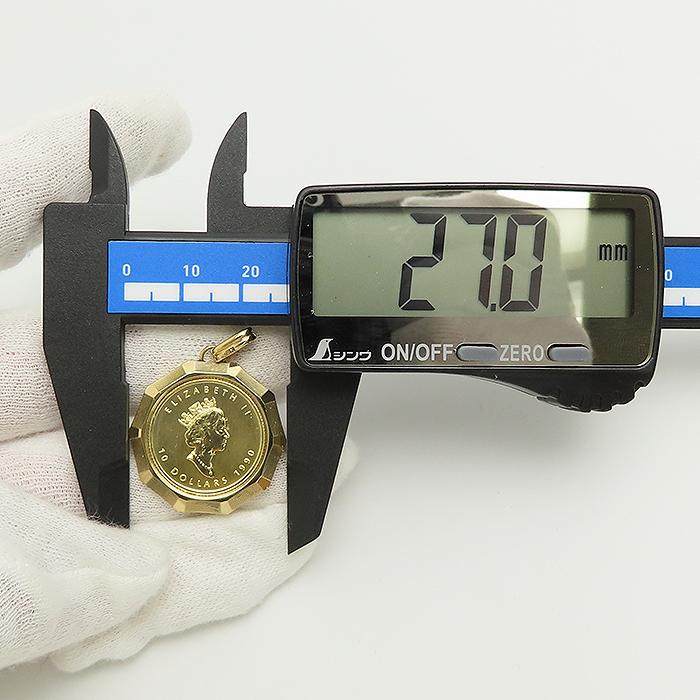 メイプルリーフ コイン ペンダント トップ K24 K18 Au 750 YG 1/4oz