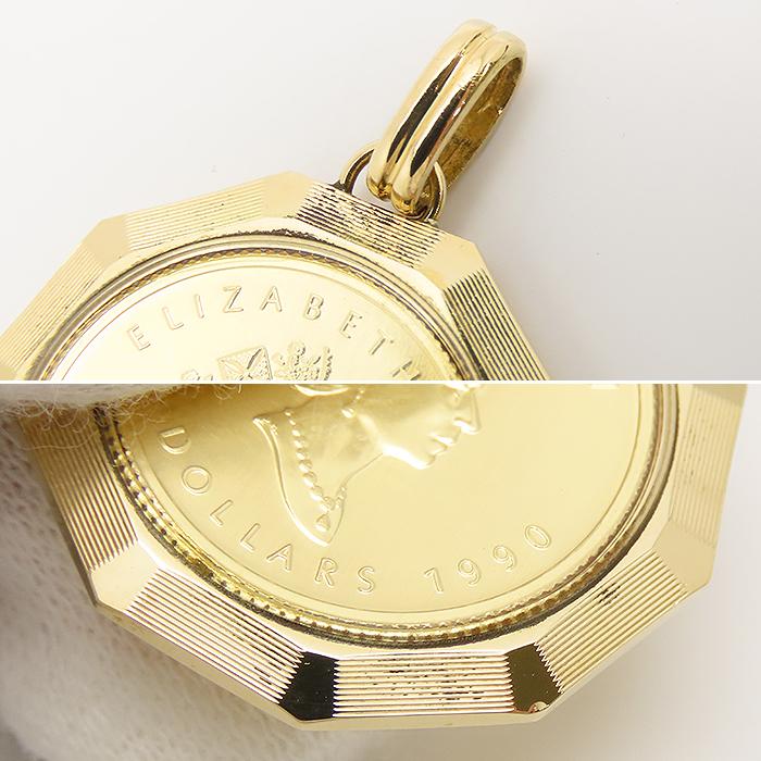 メイプルリーフ コイン ペンダント トップ K24 K18 Au 750 YG 1/4oz