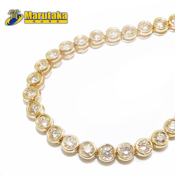 テニスブレスレット D2.00ct 17.5cm ダイヤモンド 10.4g イエロー 