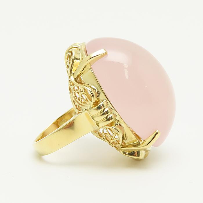 K18ピンクローズリング13号 ローズクォーツ リング 13号 鑑別書 K18 YG ピンク 25.9g Rose