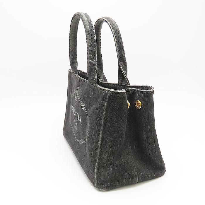 CANAPA PRADA カナパ ミニ トート バッグ ブラック デニム ショルダー