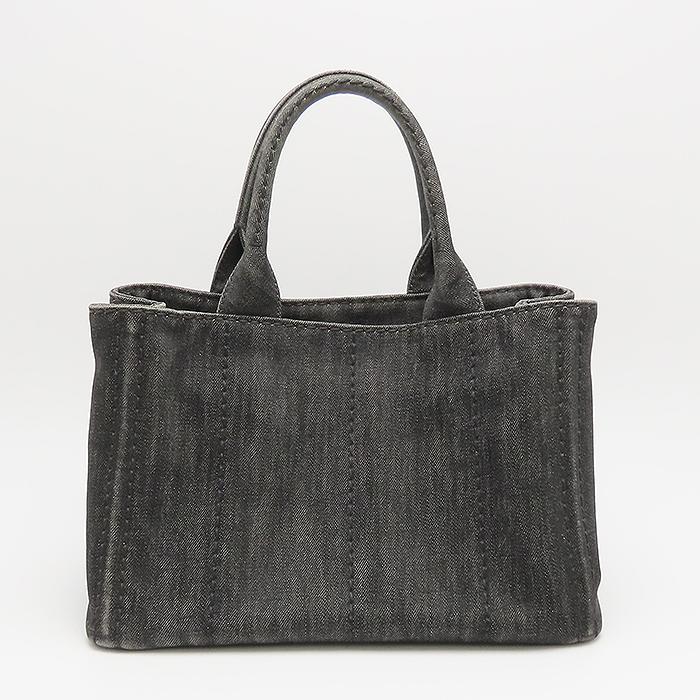 CANAPA PRADA カナパ ミニ トート バッグ ブラック デニム ショルダー