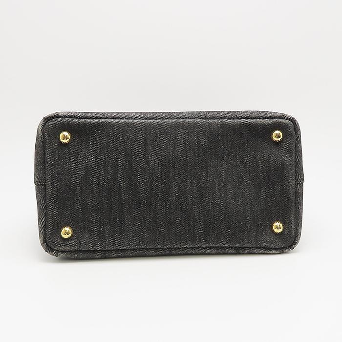 CANAPA PRADA カナパ ミニ トート バッグ ブラック デニム ショルダー