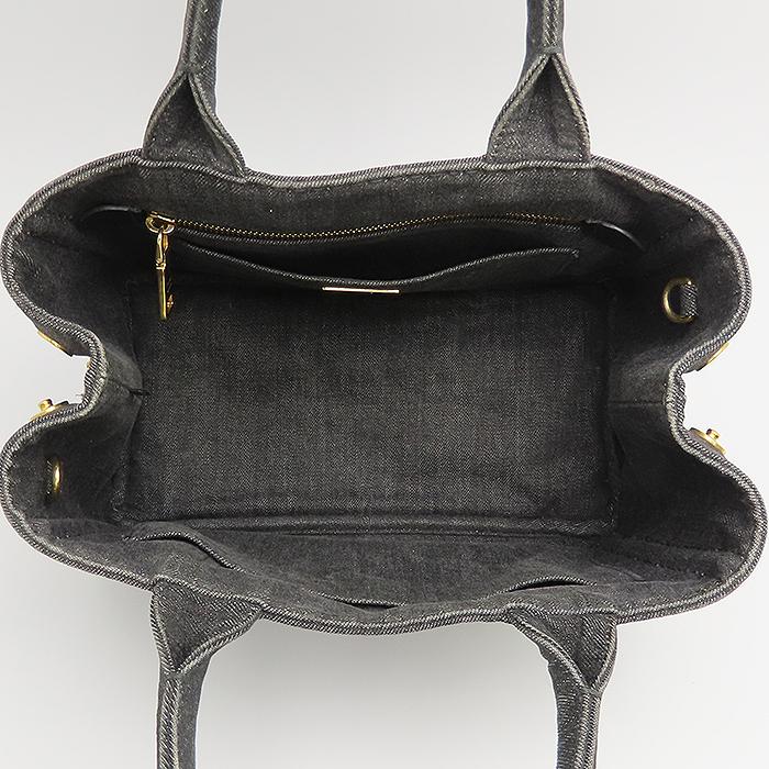CANAPA PRADA カナパ ミニ トート バッグ ブラック デニム ショルダー