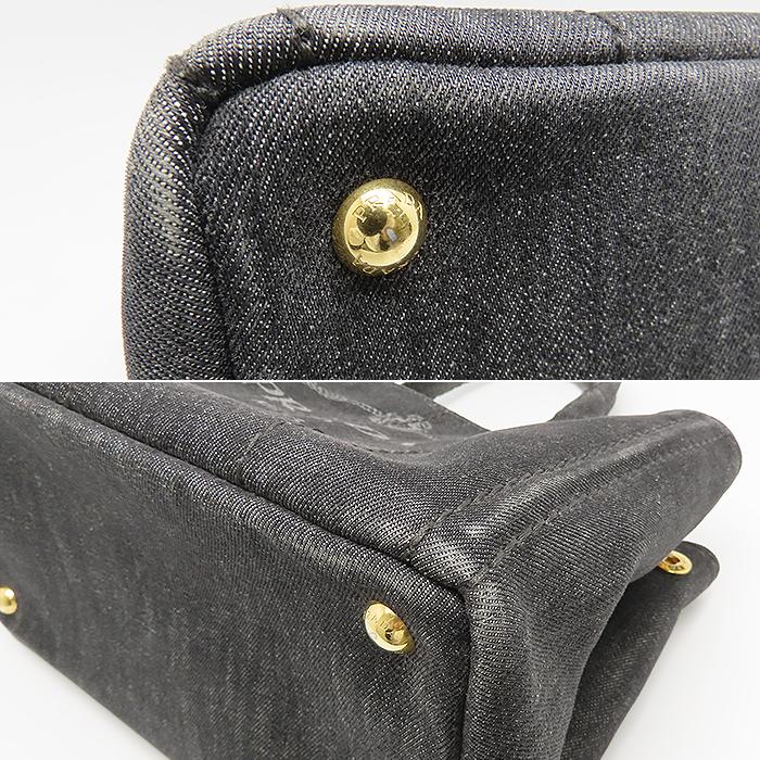 CANAPA PRADA カナパ ミニ トート バッグ ブラック デニム ショルダー