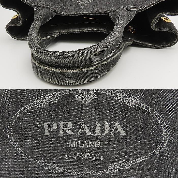 CANAPA PRADA カナパ ミニ トート バッグ ブラック デニム ショルダー