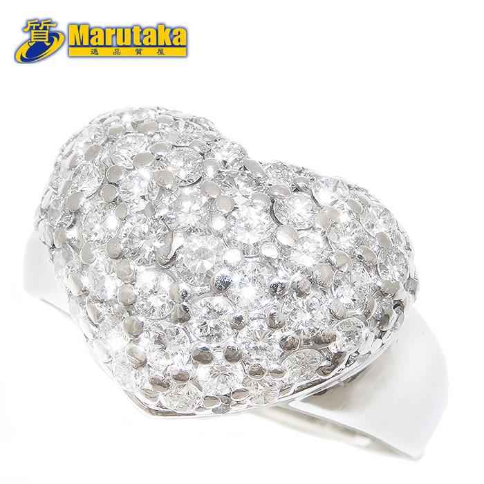 ハート モチーフ ダイヤモンド リング Pt900 21号 鑑別書 1.77ct