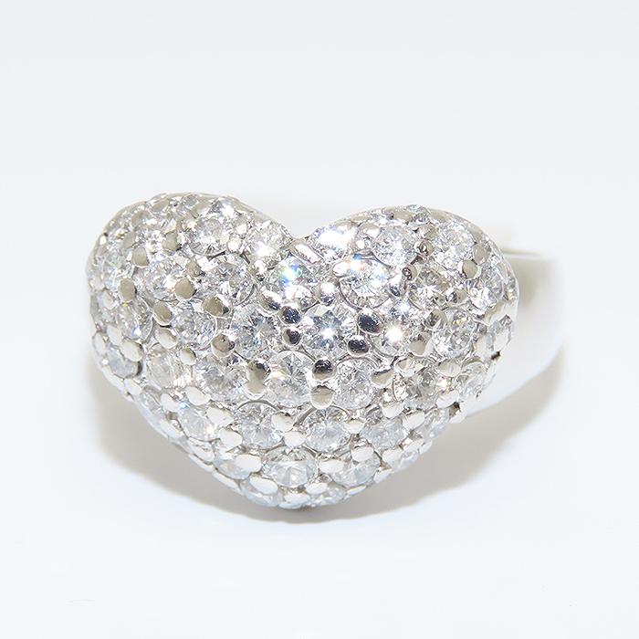 ハート モチーフ ダイヤモンド リング Pt900 21号 鑑別書 1.77ct